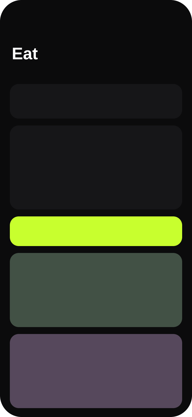 Fullset on iPhone: Eat, with the day against the goal and the meals